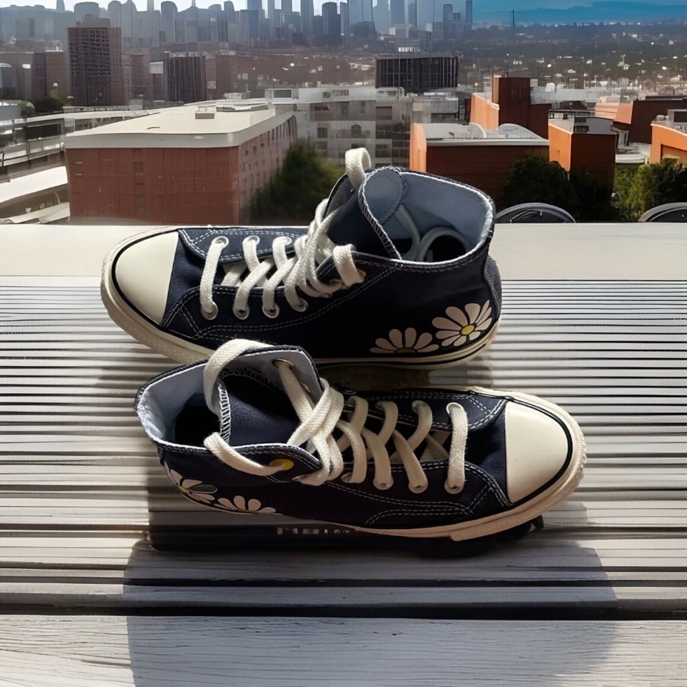 NEW Women's Converse Chuck 70 Hi Floral Flowers Spring Shoes A08108C Navy Size 5